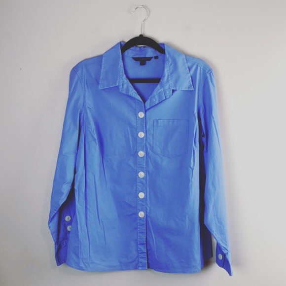 Boden Blue casual cotton button-down blouse - Picture 6 of 8